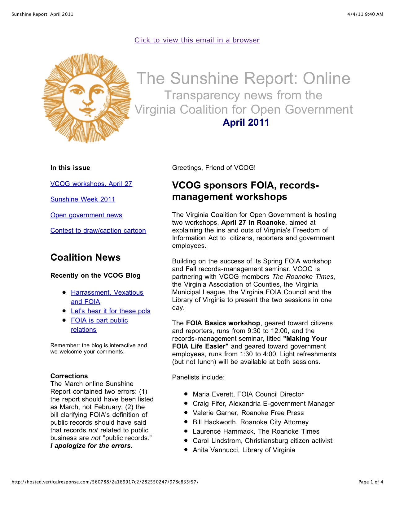 Sunshine Report Online March 11